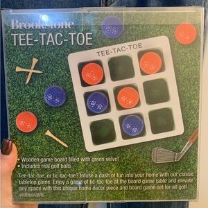Brookstone Tee Tac Toe Tic Tac Toe Golf Ball Table Top Game Wooden Gift New